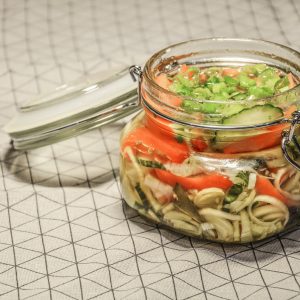 pickled items in a jar