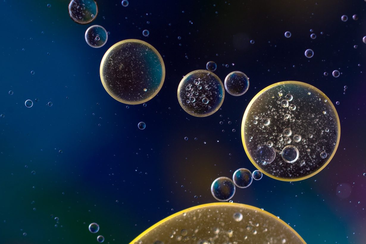 oil bubbles in water