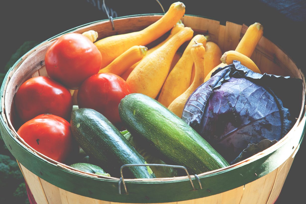 basket full of colorful vegetables