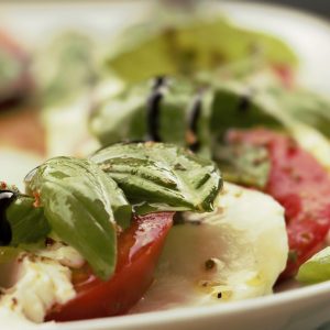 close up of caprese salad