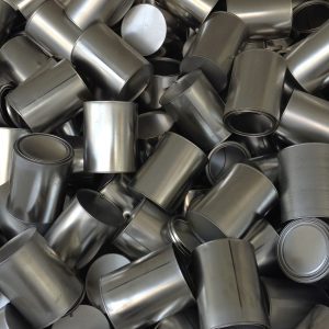 close up of a pile of tin cans without rappers