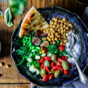 vegetable salad on a wooden table