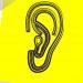 illustration of an ear on a yellow post it