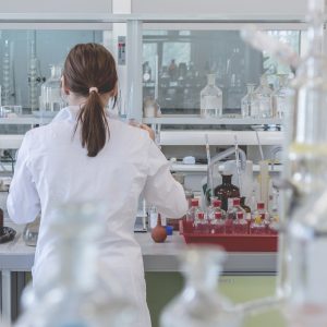 photo of a female lab worker in a science lab