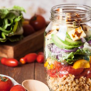 mason jar full of a salad