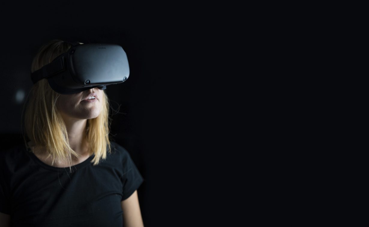 woman wearing a virtual reality mask