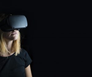 woman wearing a virtual reality mask