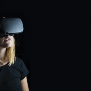 woman wearing a virtual reality mask