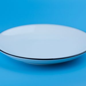 empty white plate on a blue background - Fasting Help