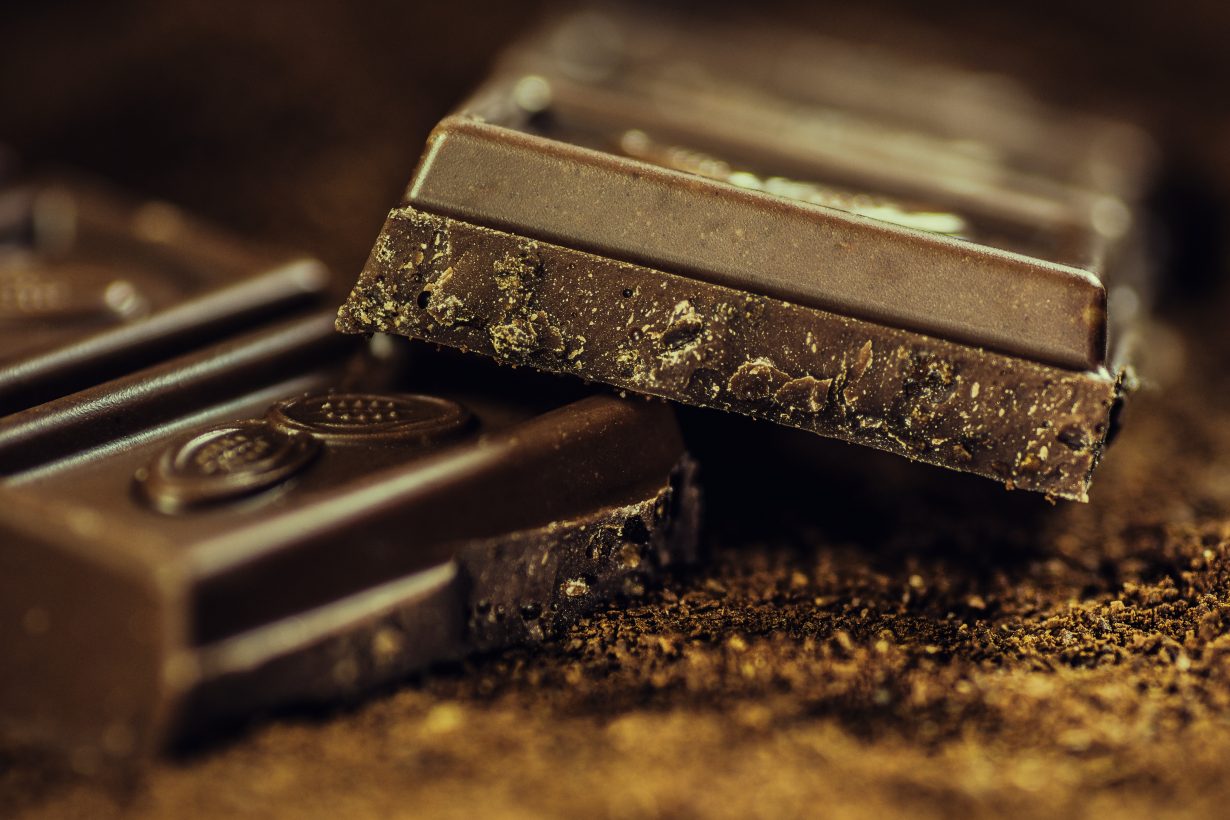 close up of dark chocolate bars
