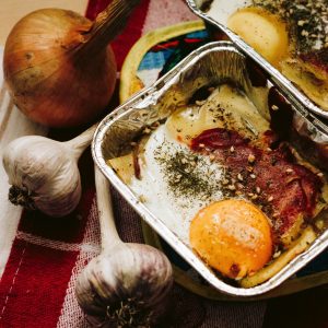 food in aluminum containers