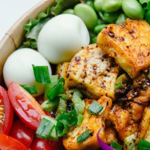 bowl of vegetables with tofu