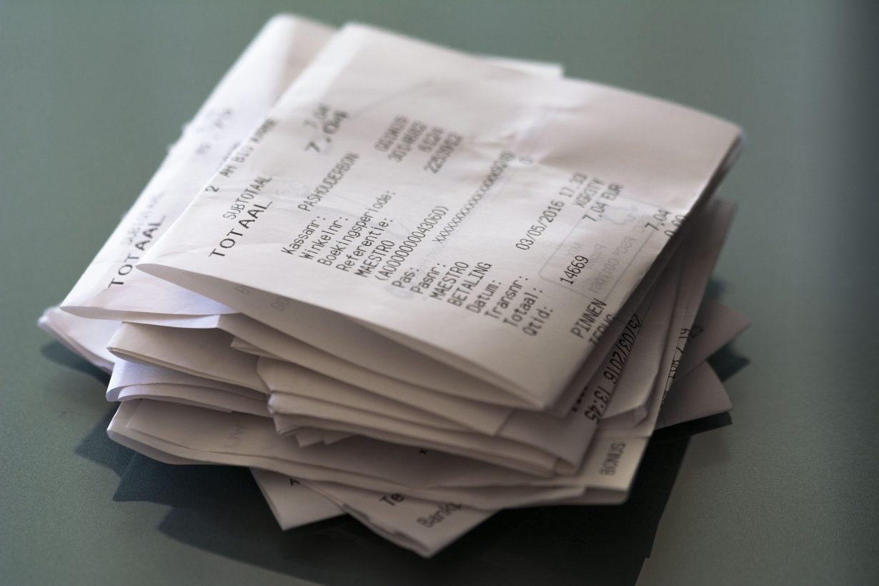 stack of receipts
