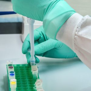 medical lab working on experiment