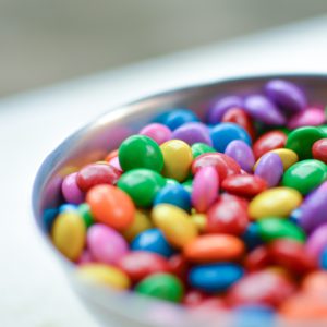 close up of a a bowl of sugar candies