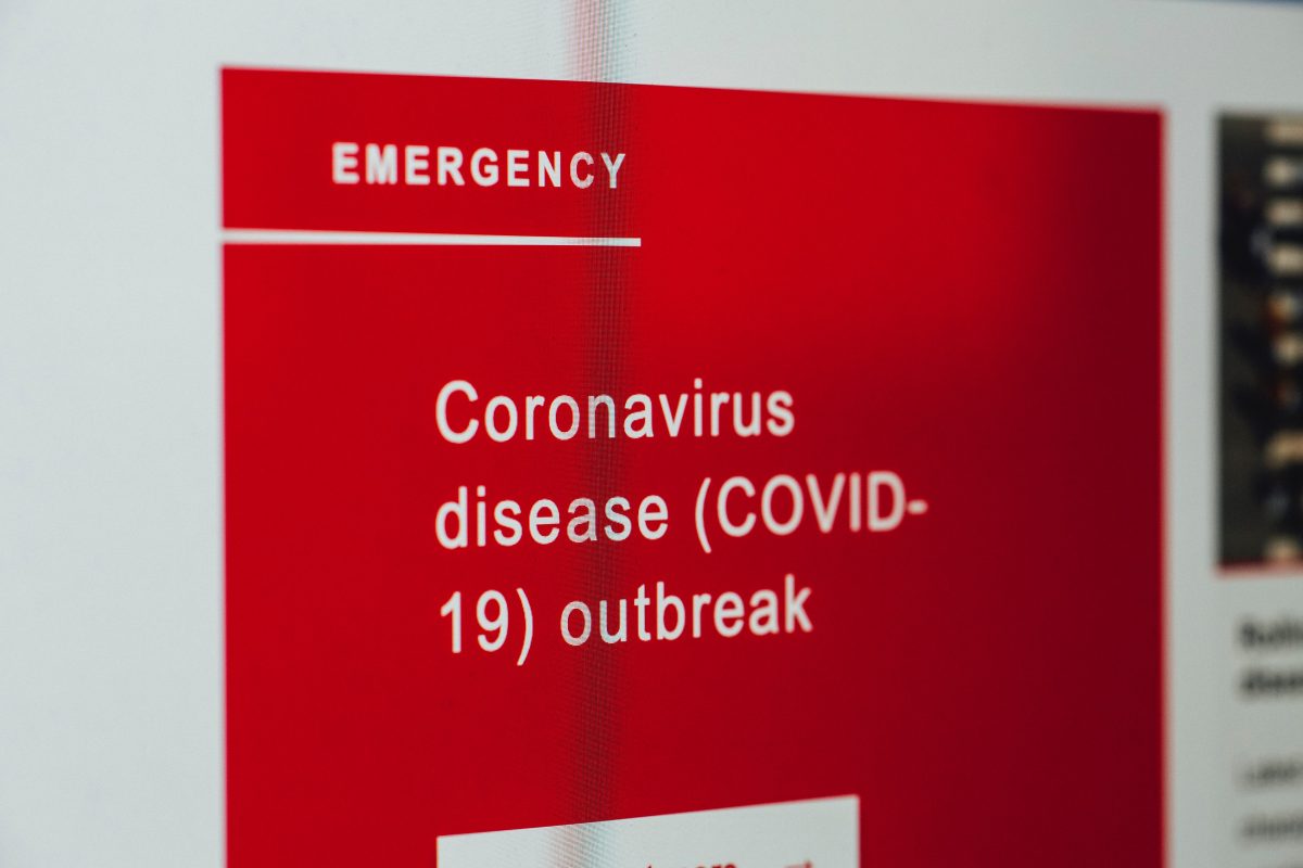 Coronavirus sign on a wall