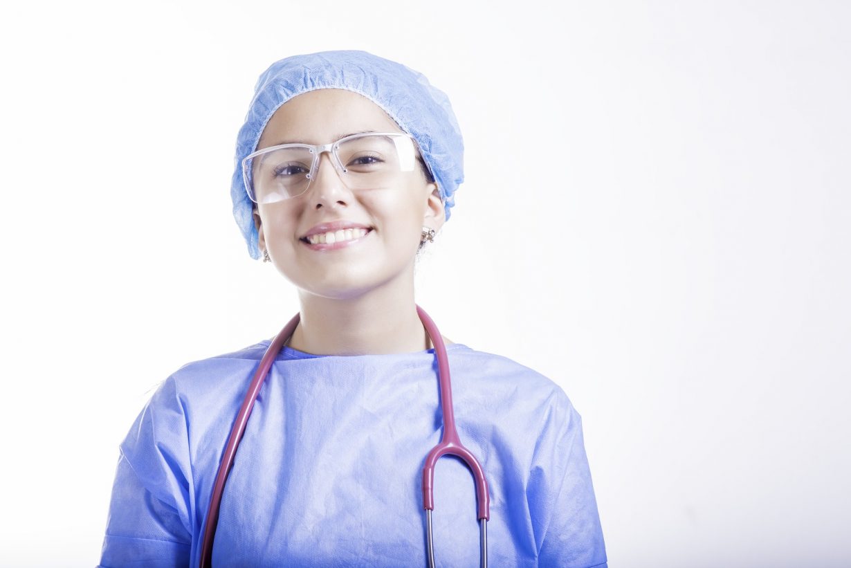female nurse in scrubs