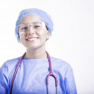 female nurse in scrubs