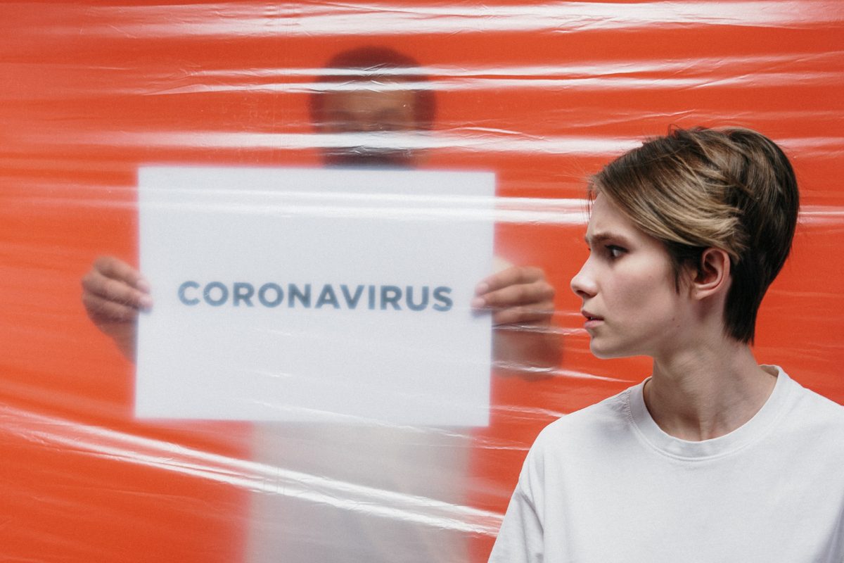 person quarantined with coronavirus sign