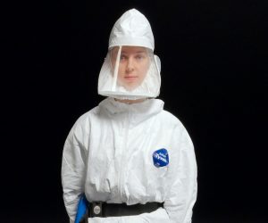 woman wearing personal protective equipment
