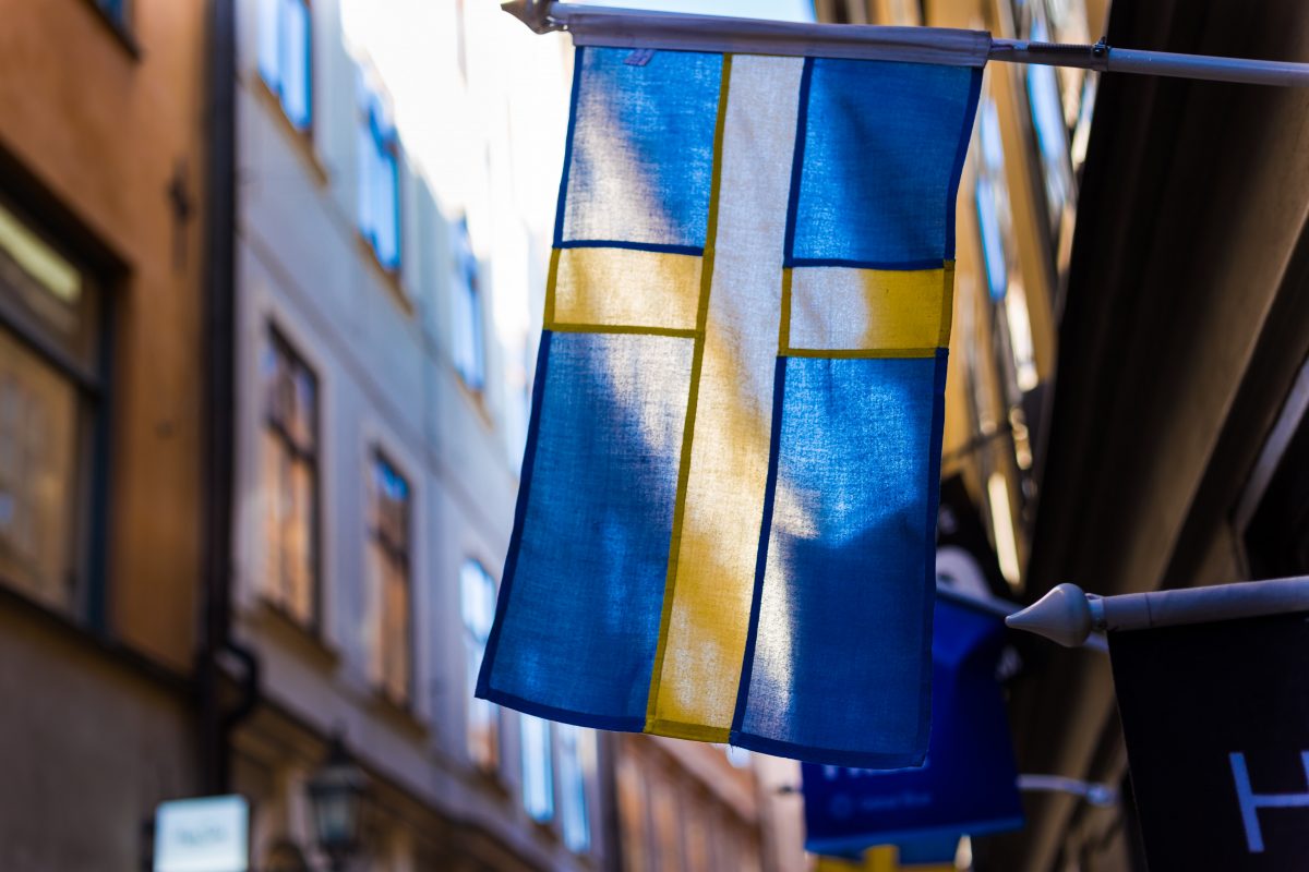 Swedish flag hanging