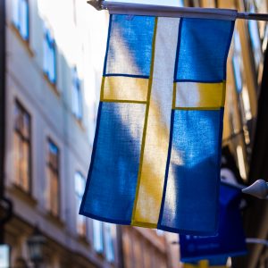 Swedish flag hanging