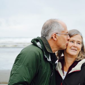 older couple being affectionate