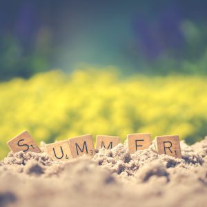 scrabble blocks spelling summer