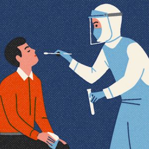 person getting a nose swab test