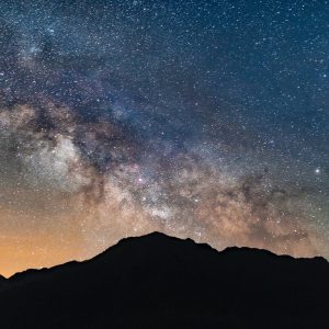 mountain against the milkyway in the night sky