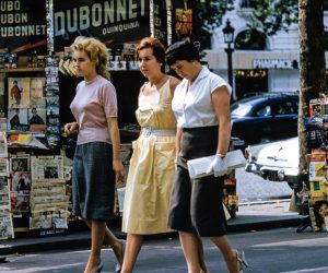 retro women walking down the street