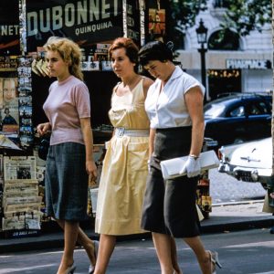 retro women walking down the street