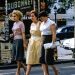 retro women walking down the street