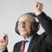 old man dancing with headphones one