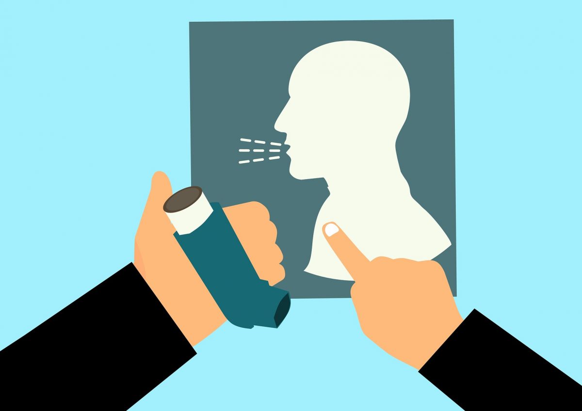 illustration of a person holding an inhaler