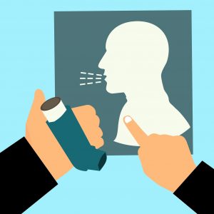 illustration of a person holding an inhaler