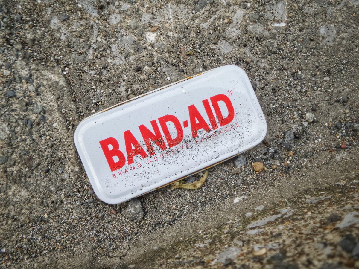 box of bandaids on the ground