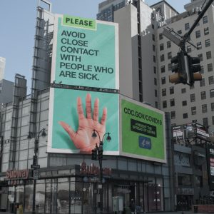billboard of coronavirus information