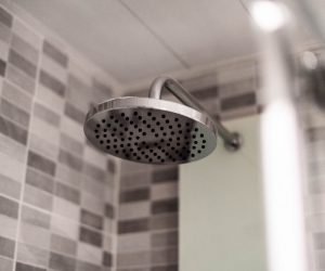 photo of shower head in a shower