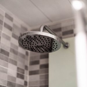 photo of shower head in a shower
