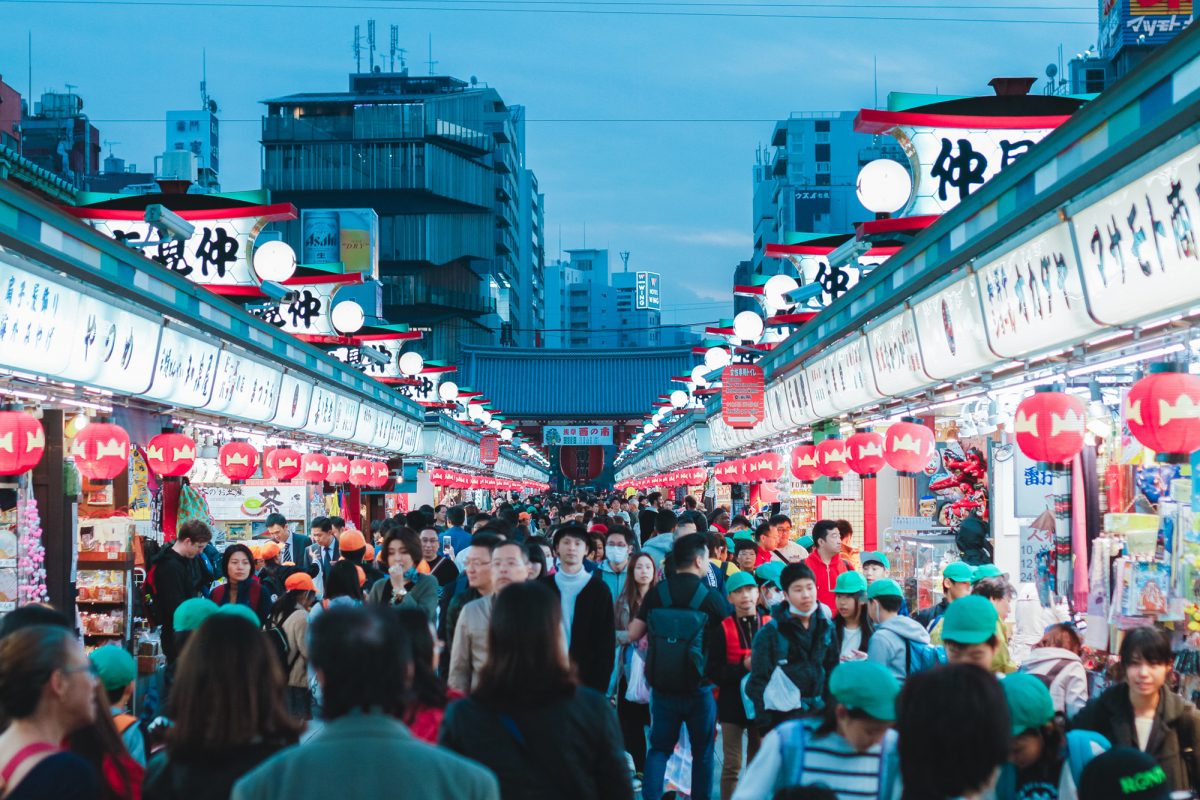 people on a city street of Japan