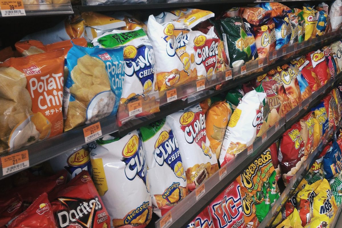 shelves of bagged chips