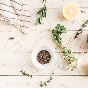 herbs and salt in a bowl