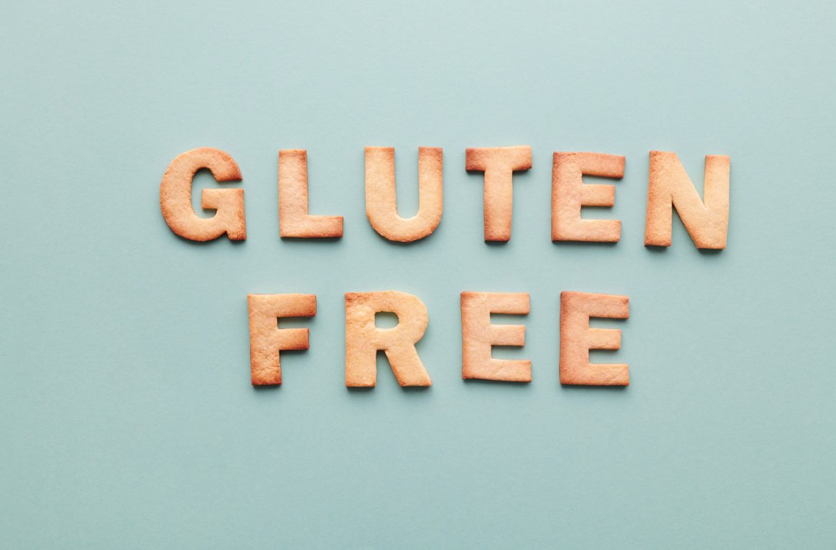 the words gluten free spelled out with cookies