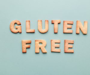 the words gluten free spelled out with cookies